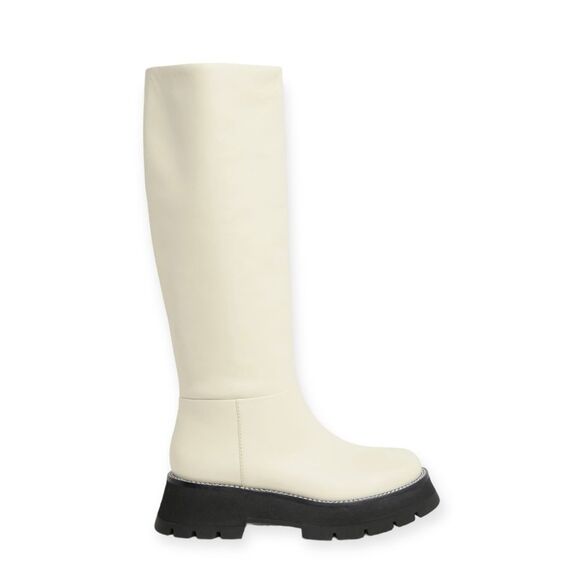 3.1 Phillip Lim Kate Lug Sole Knee High Boots, Bone/Black, New, Size 38.5 - Picture 2 of 13